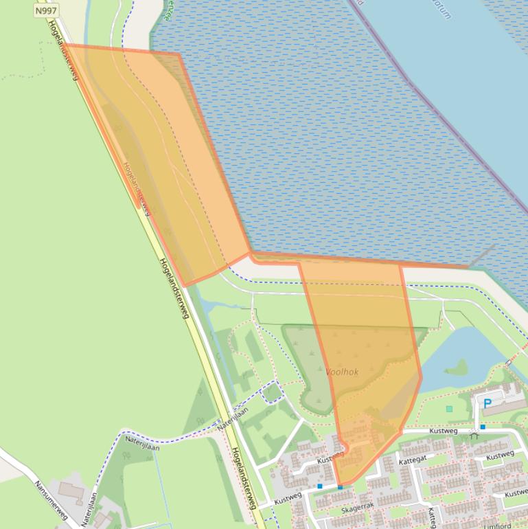 Kaart van postcodegebied 9933AW.