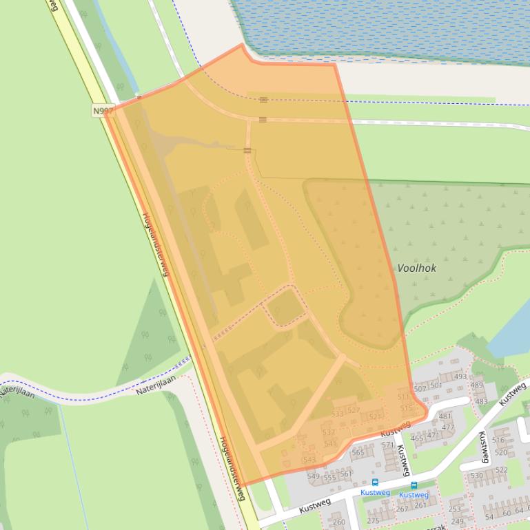 Kaart van postcodegebied 9933AX.