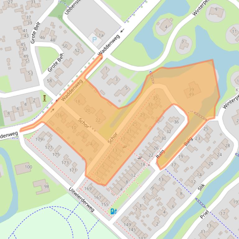 Kaart van postcodegebied 9933DA.