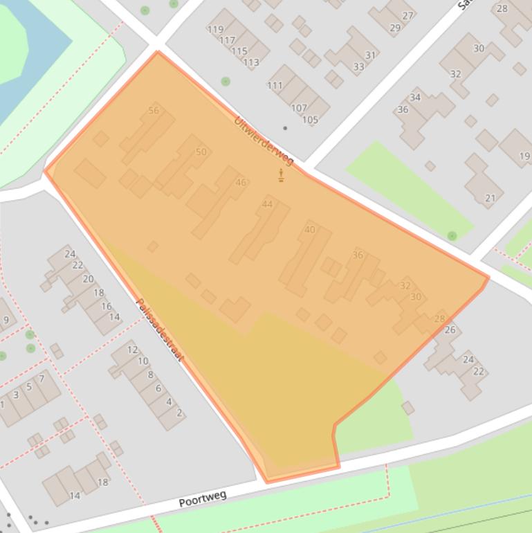 Kaart van postcodegebied 9933GT.