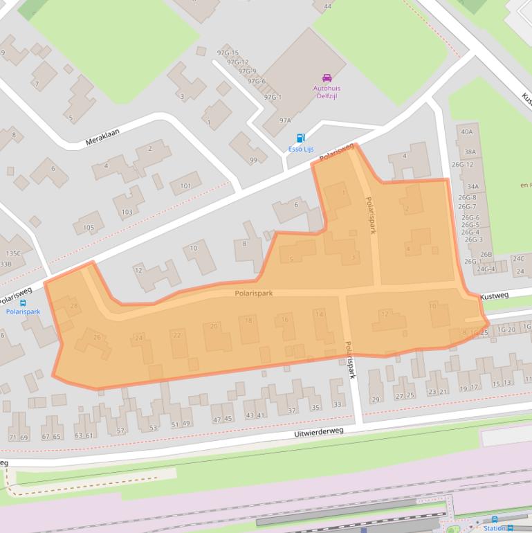 Kaart van postcodegebied 9933HA.