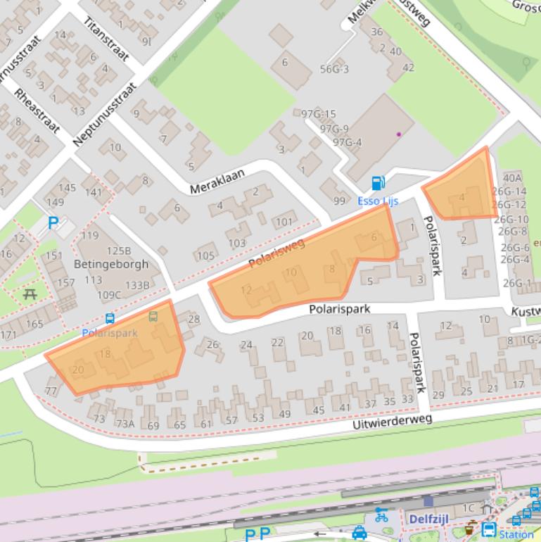 Kaart van postcodegebied 9933HG.