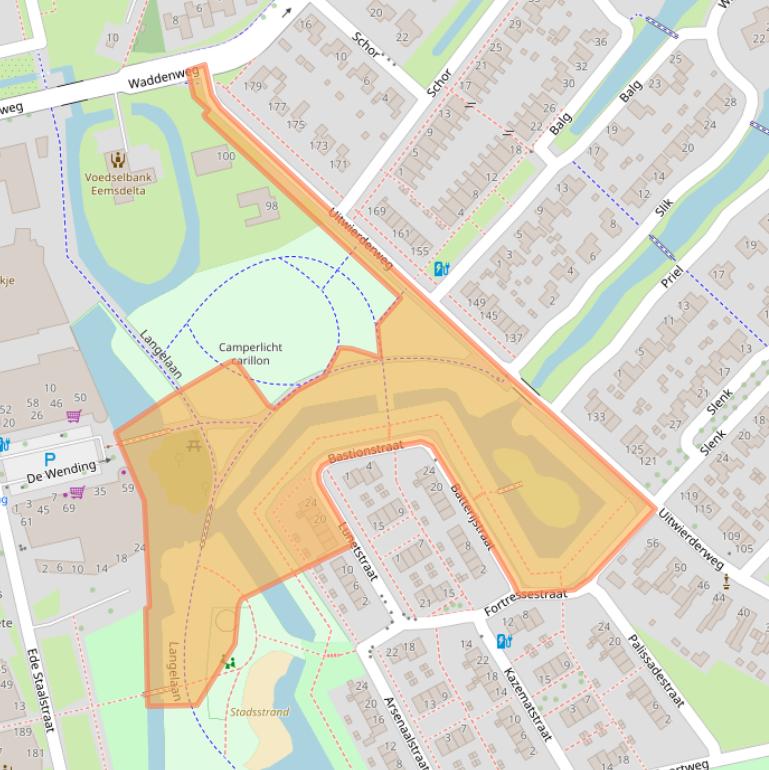 Kaart van postcodegebied 9933JC.