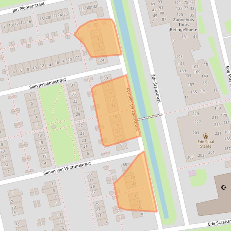 Kaart van postcodegebied 9933KA.