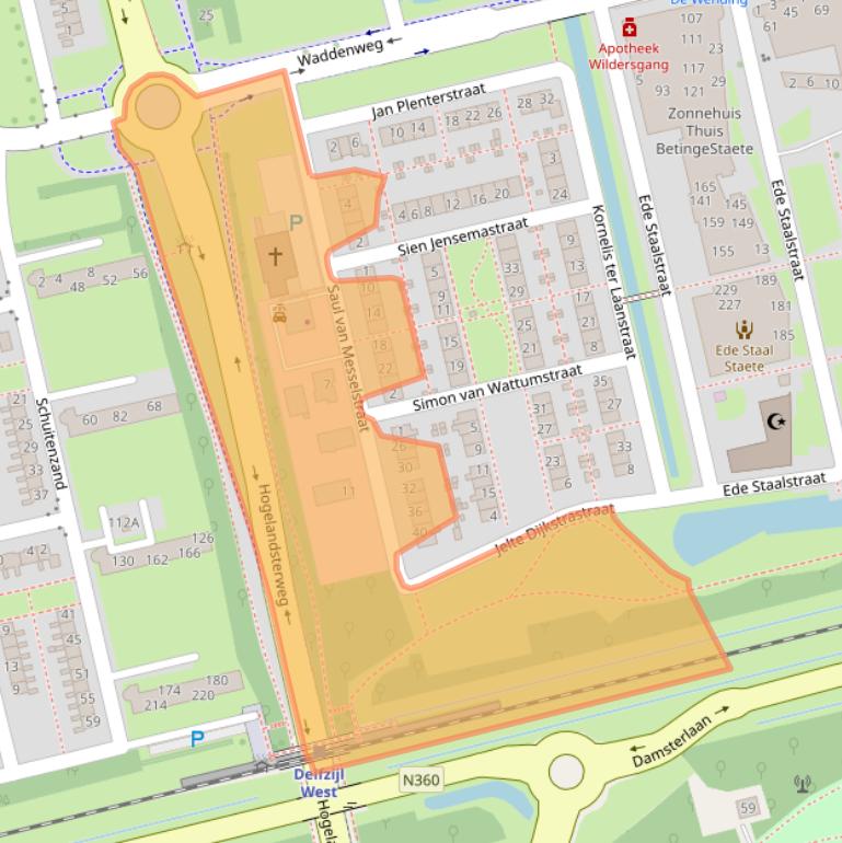 Kaart van postcodegebied 9933KB.