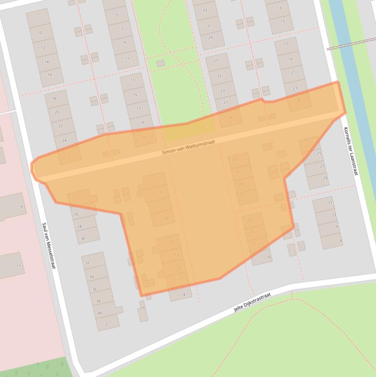 Kaart van postcodegebied 9933KD.