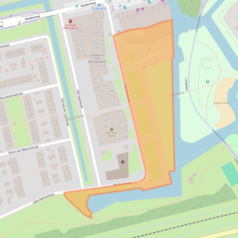 Kaart van postcodegebied 9933KL.