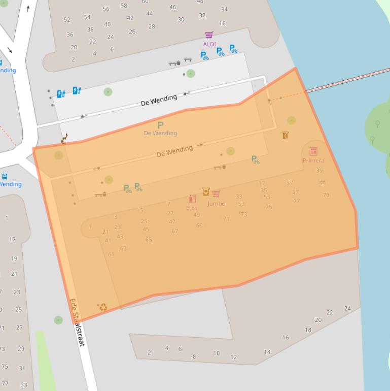 Kaart van postcodegebied 9933KM.