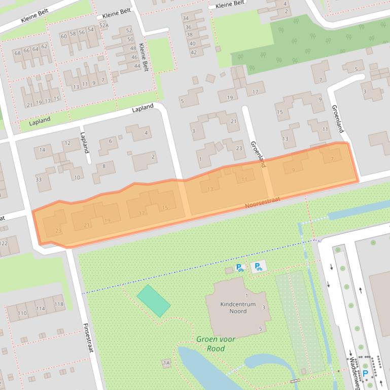 Kaart van postcodegebied 9933NS.