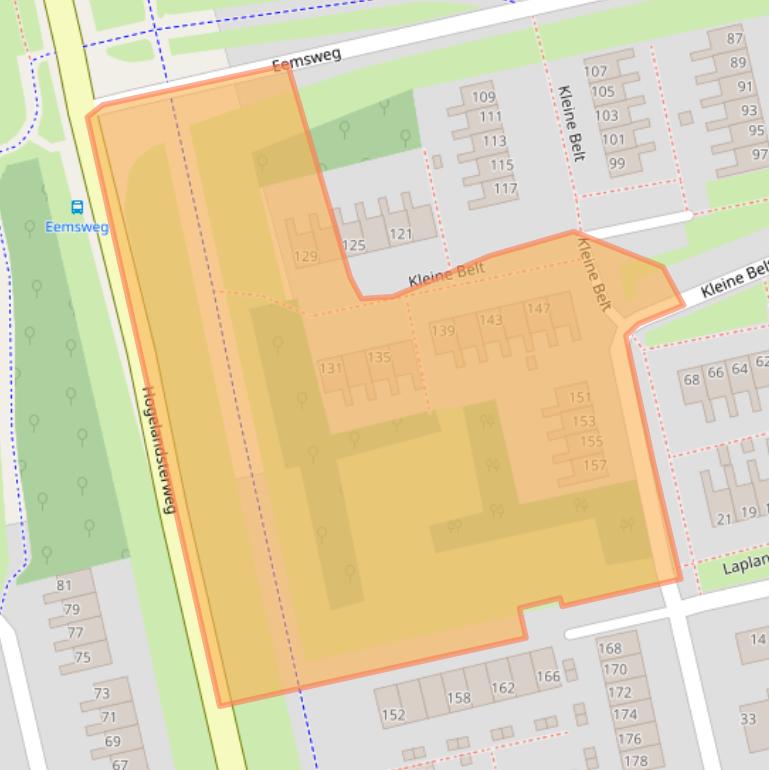 Kaart van postcodegebied 9933RE.