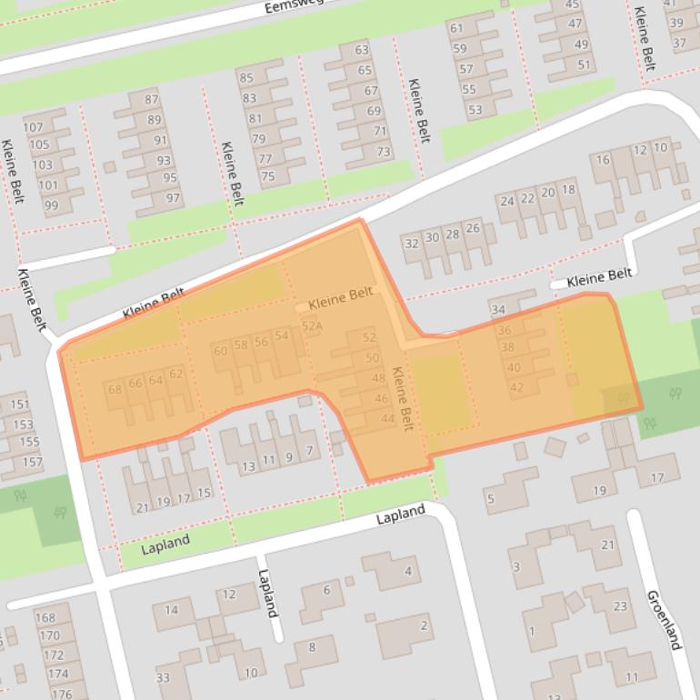 Kaart van postcodegebied 9933RH.