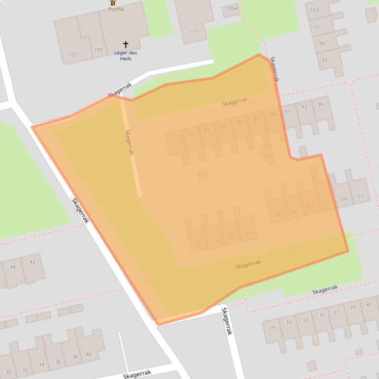 Kaart van postcodegebied 9933SE.