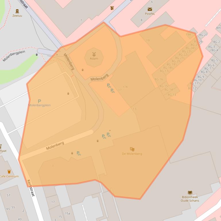 Kaart van postcodegebied 9934CG.