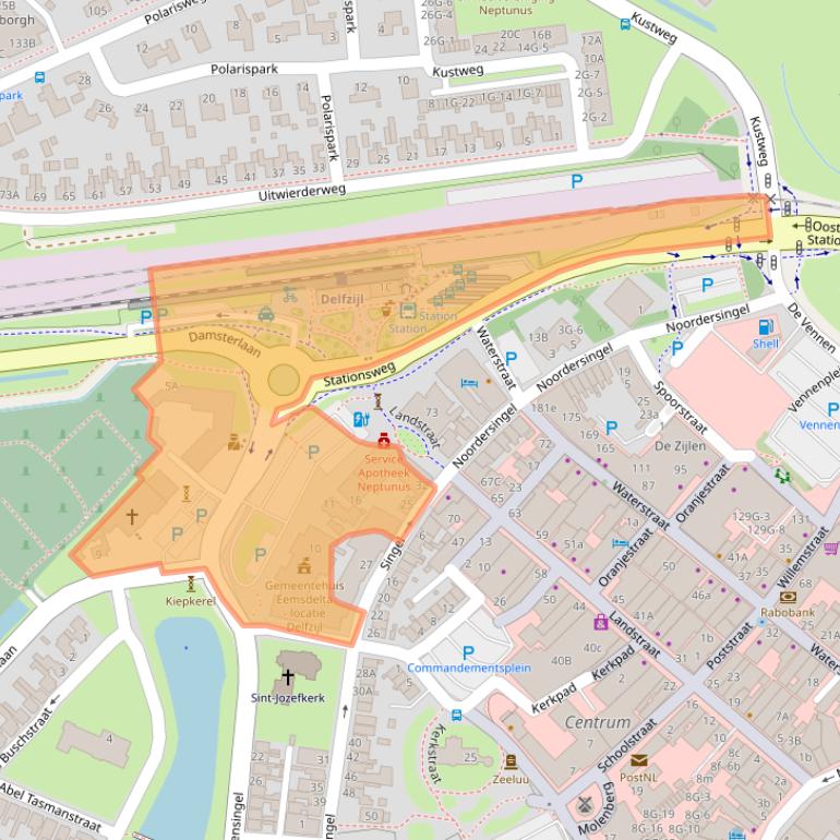 Kaart van postcodegebied 9934EA.