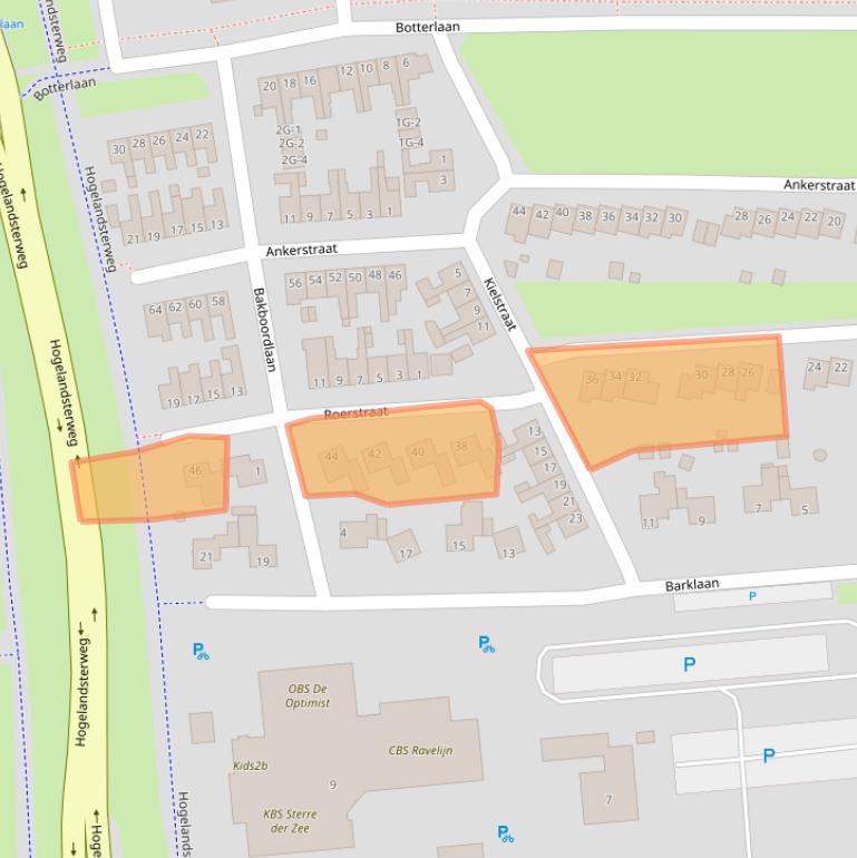 Kaart van postcodegebied 9934JZ.