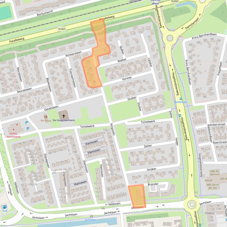 Kaart van postcodegebied 9934LG.