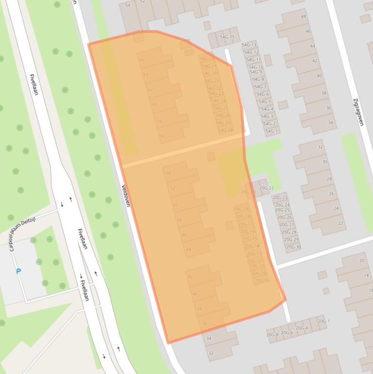 Kaart van postcodegebied 9934LZ.