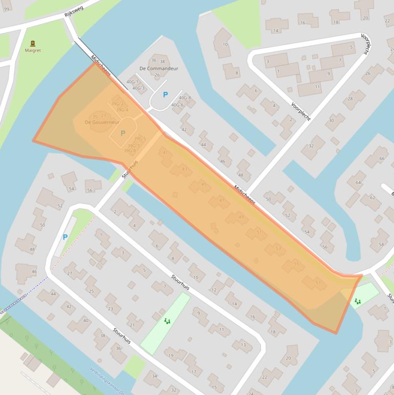 Kaart van postcodegebied 9934RP.