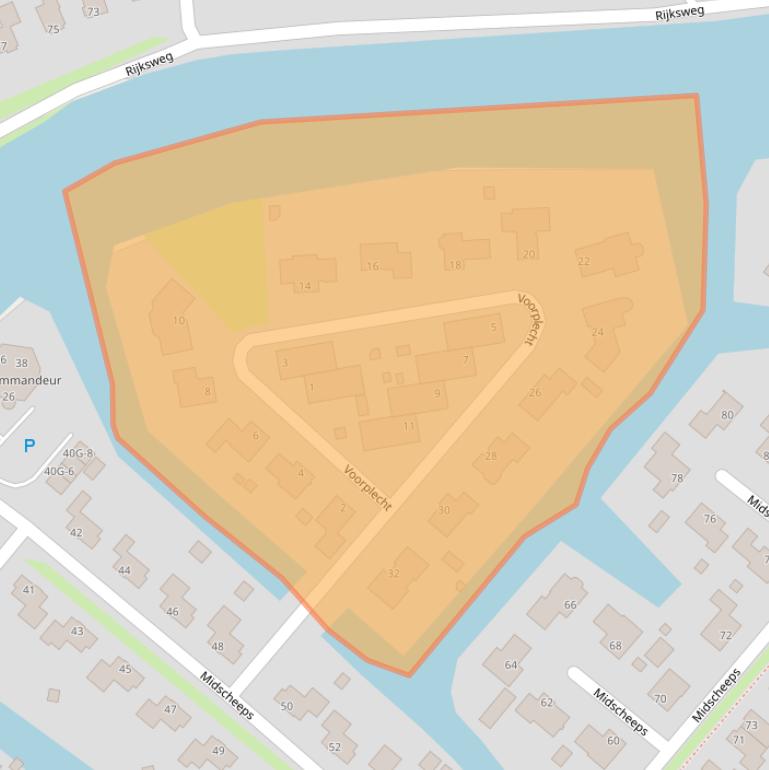 Kaart van postcodegebied 9934RZ.