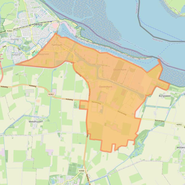 Kaart van postcodegebied 9936.