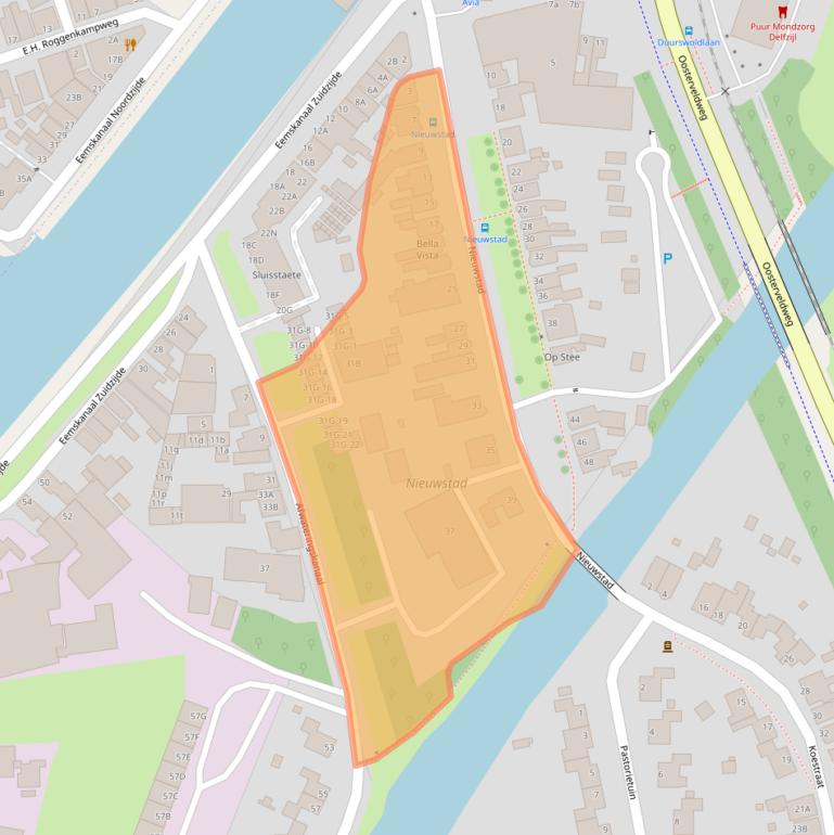 Kaart van postcodegebied 9936CA.