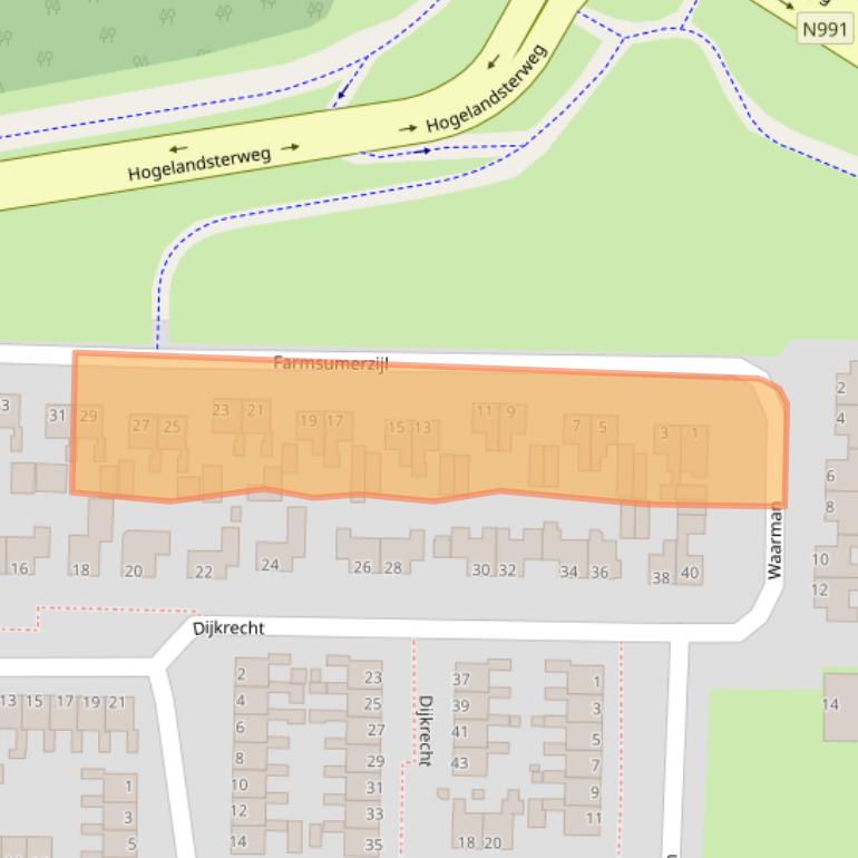 Kaart van postcodegebied 9936GB.