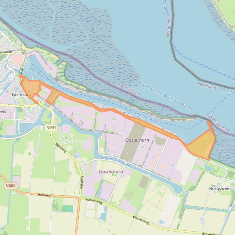 Kaart van postcodegebied 9936HB.