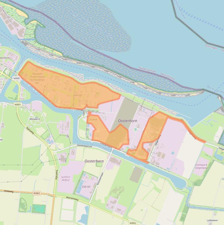 Kaart van postcodegebied 9936HD.