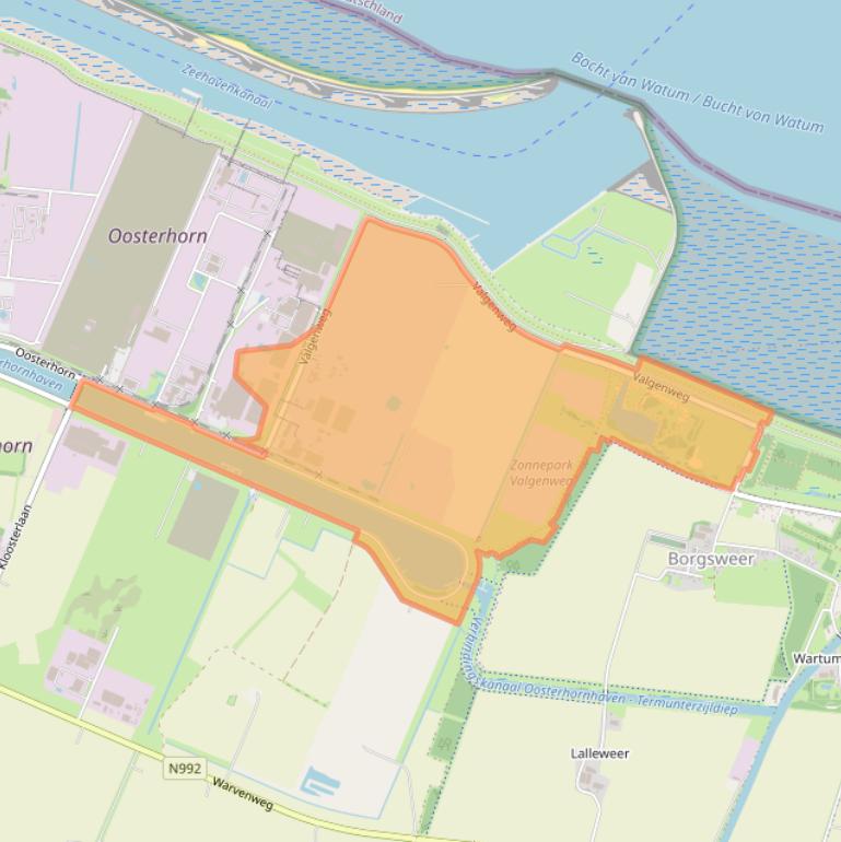 Kaart van postcodegebied 9936HV.