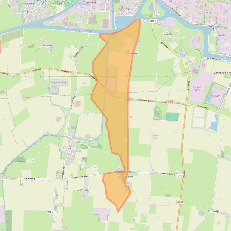 Kaart van postcodegebied 9937TB.