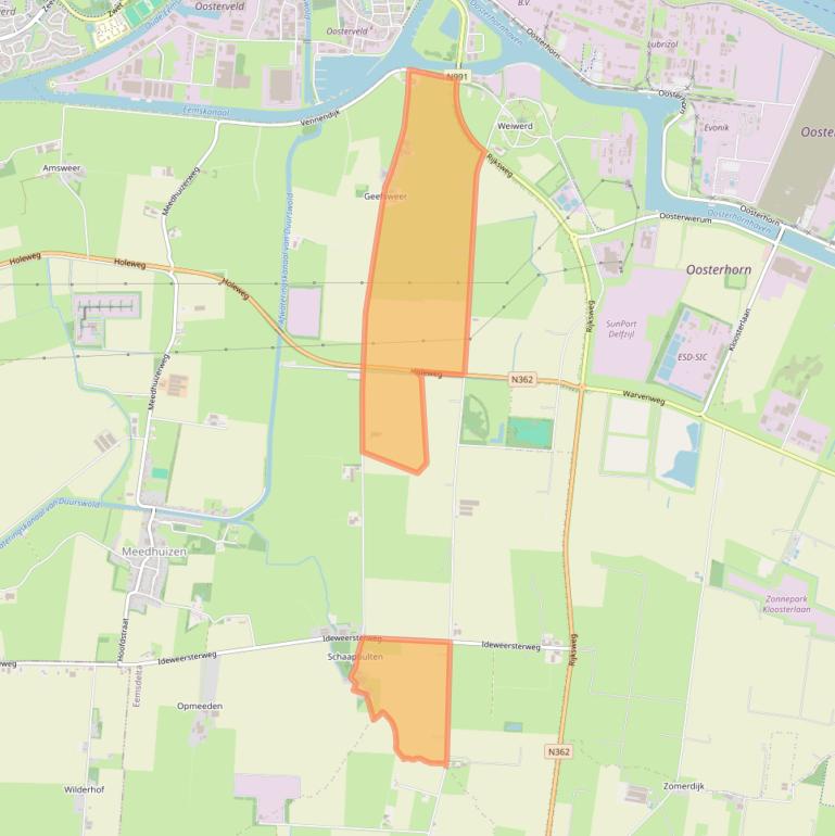 Kaart van postcodegebied 9937TC.