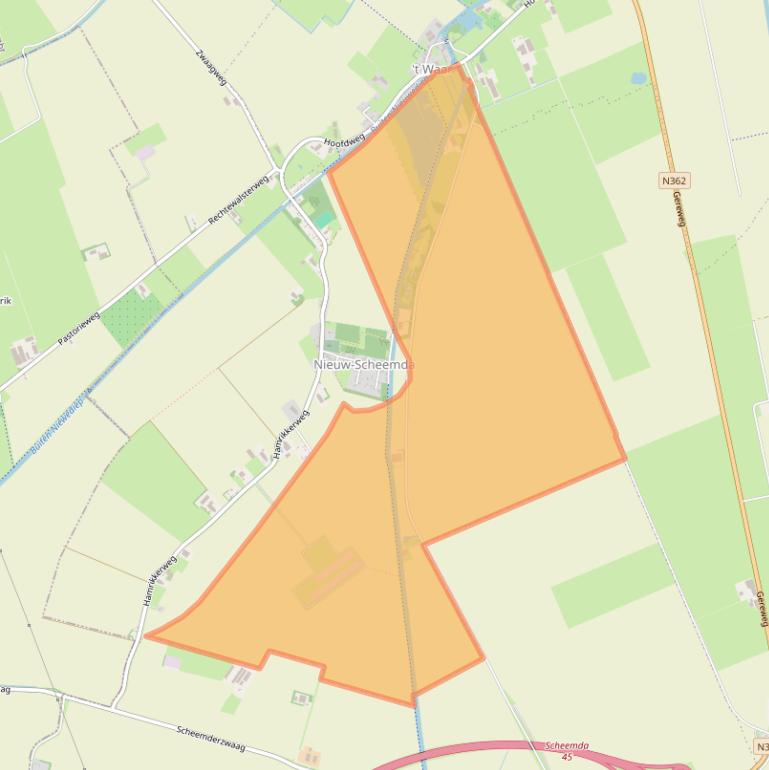 Kaart van postcodegebied 9943TG.