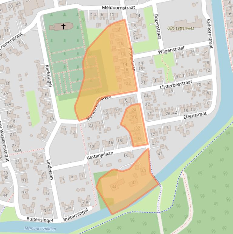 Kaart van postcodegebied 9944AT.