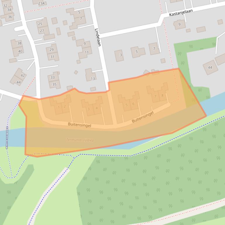 Kaart van postcodegebied 9944BE.