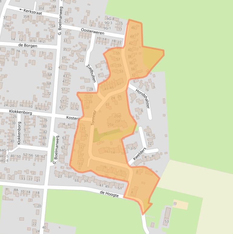 Kaart van postcodegebied 9945RZ.