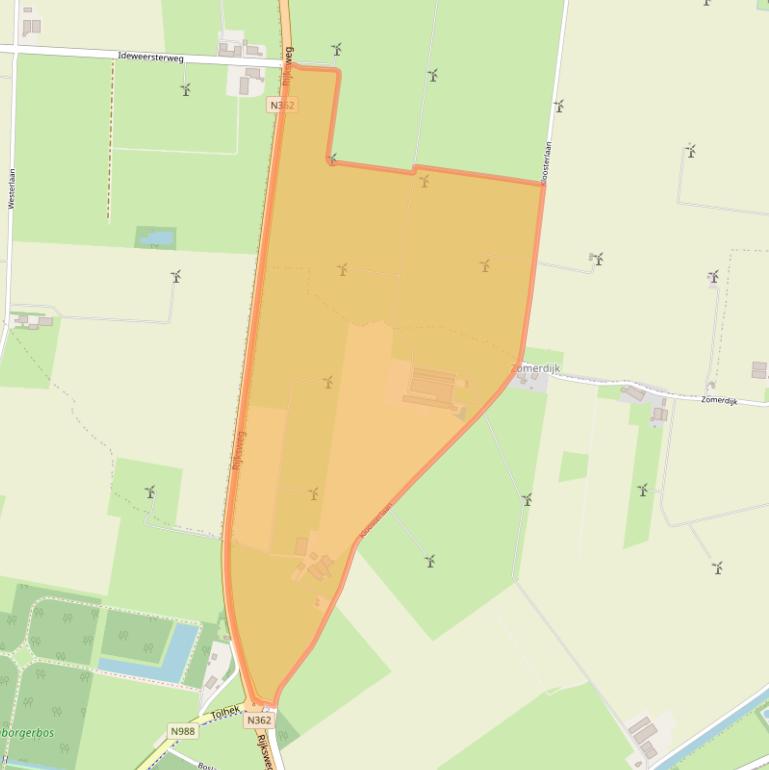 Kaart van postcodegebied 9945TG.