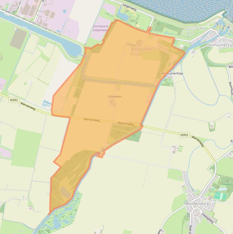 Kaart van postcodegebied 9949.