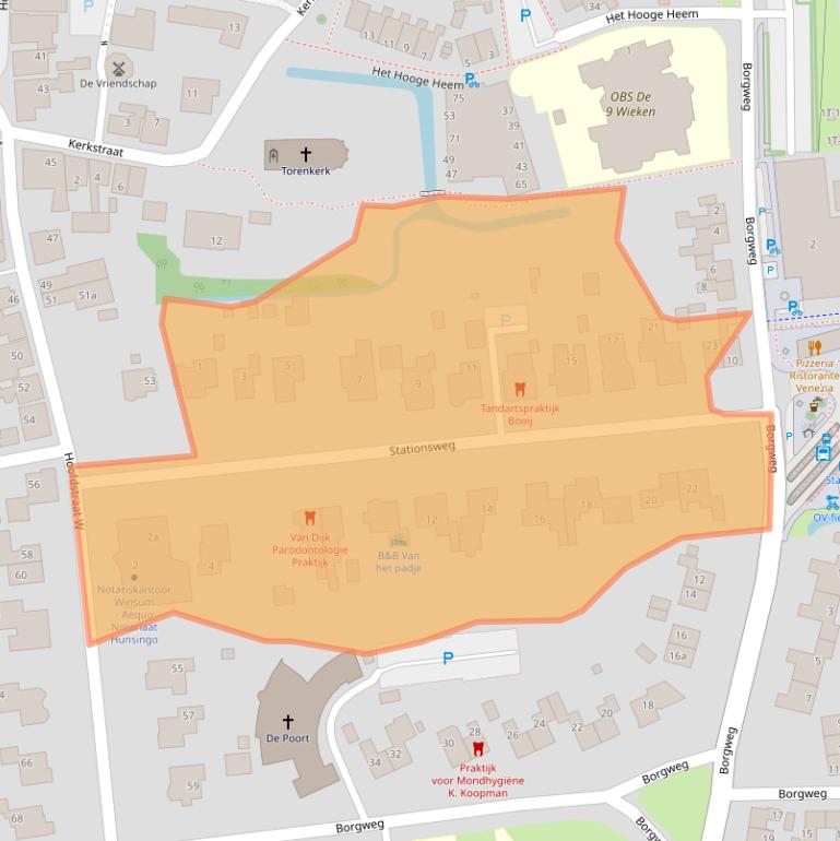 Kaart van postcodegebied 9951BA.