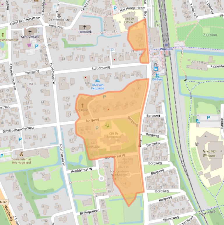 Kaart van postcodegebied 9951BG.