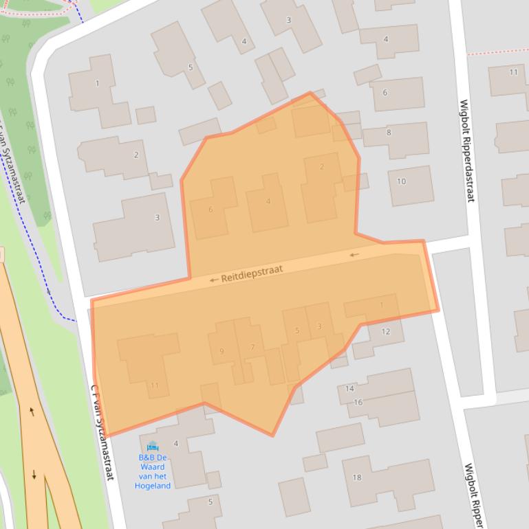 Kaart van postcodegebied 9951CH.