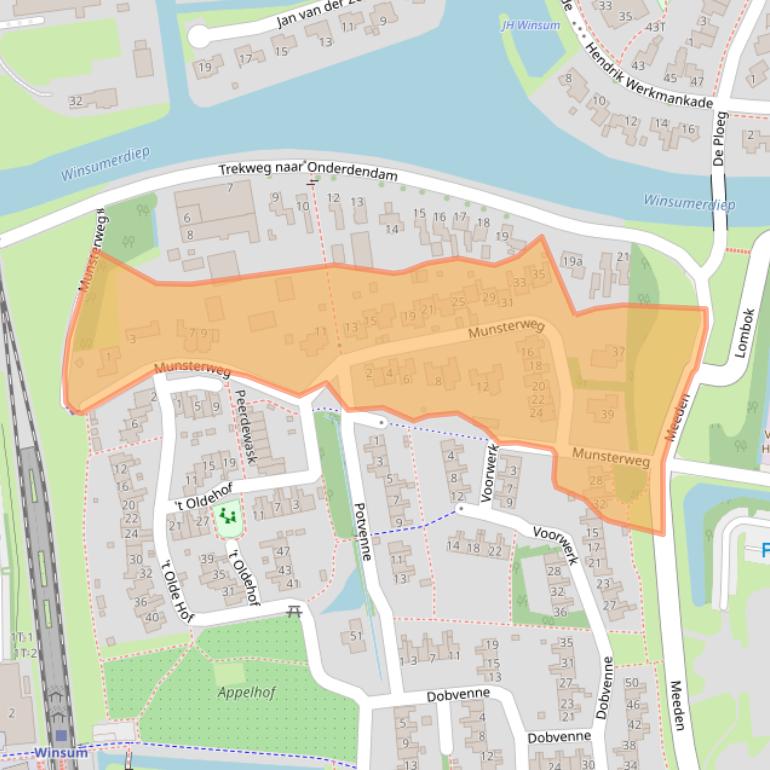 Kaart van postcodegebied 9951JA.