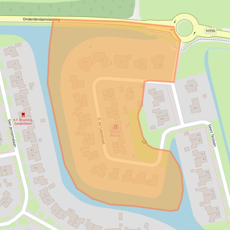 Kaart van postcodegebied 9951NN.