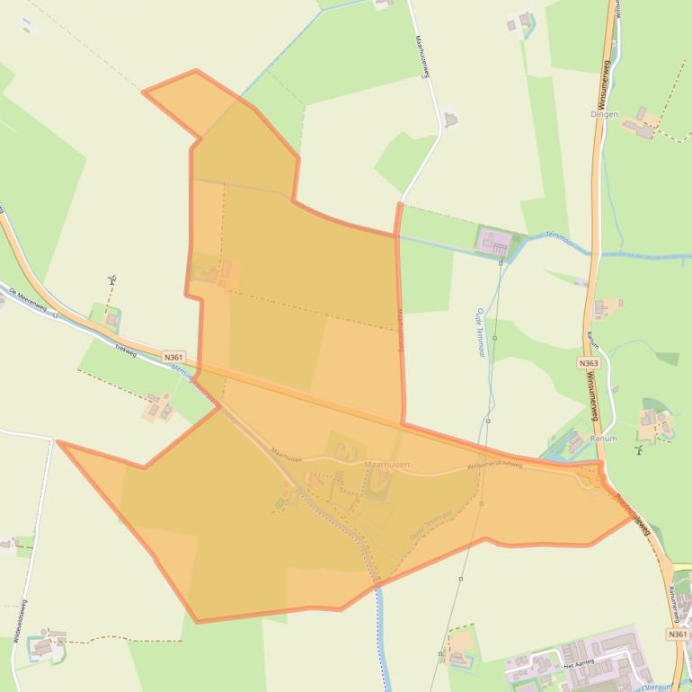 Kaart van postcodegebied 9951TB.