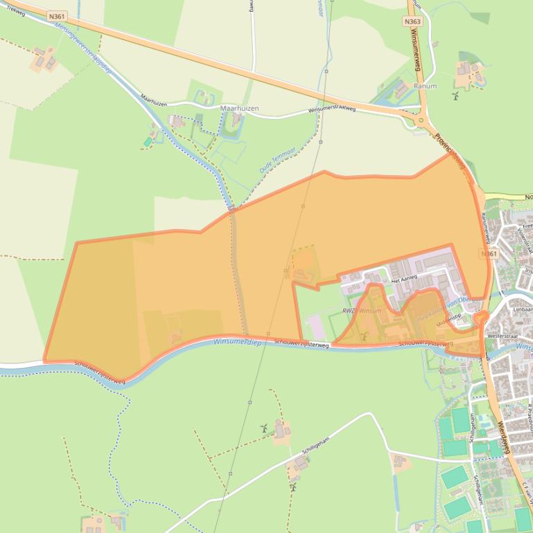 Kaart van postcodegebied 9951TG.