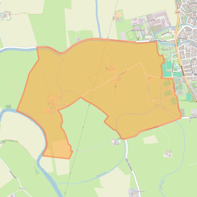 Kaart van postcodegebied 9951TN.