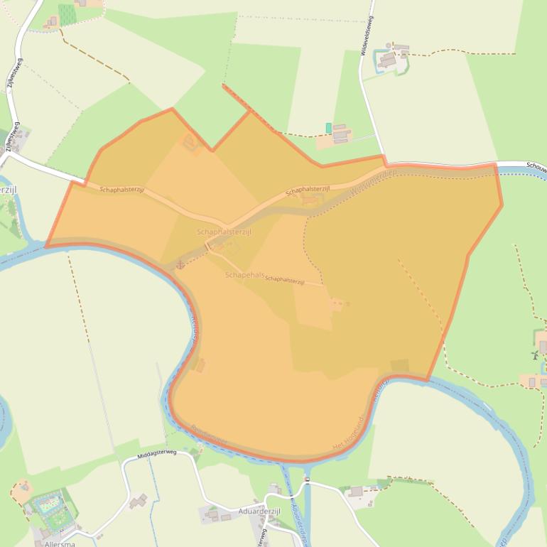 Kaart van postcodegebied 9951TW.