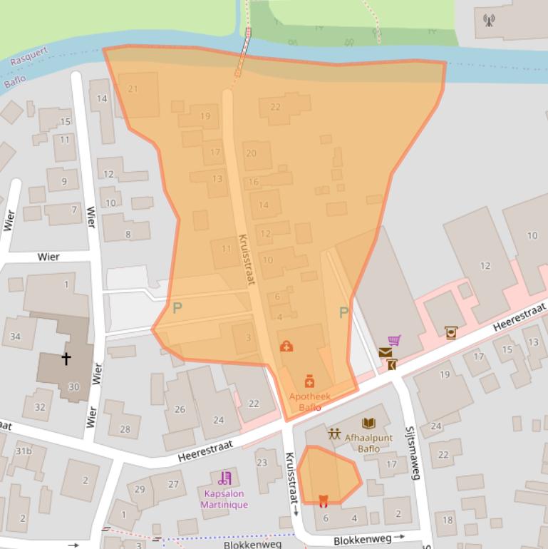 Kaart van postcodegebied 9953PL.