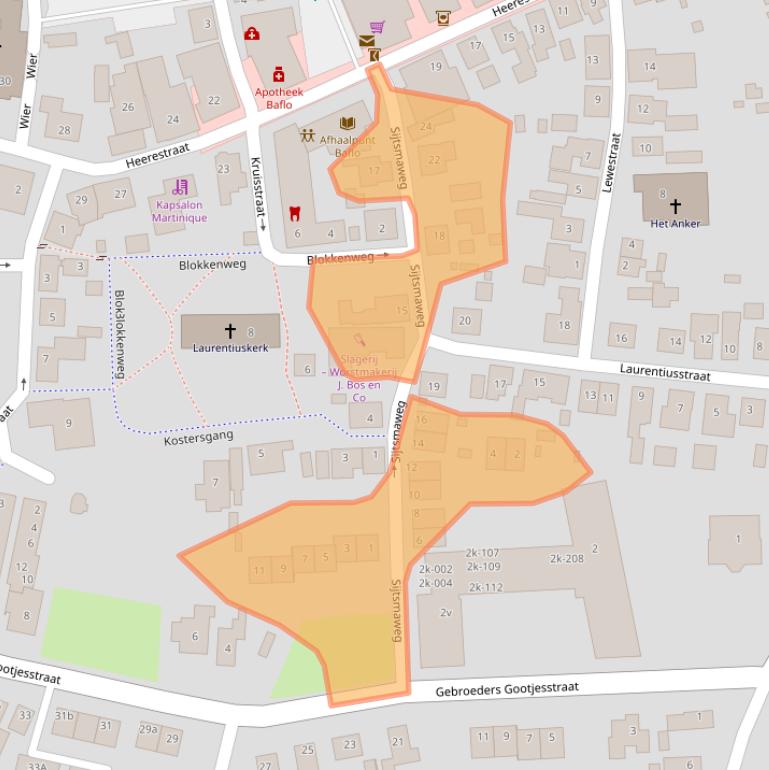 Kaart van postcodegebied 9953PR.