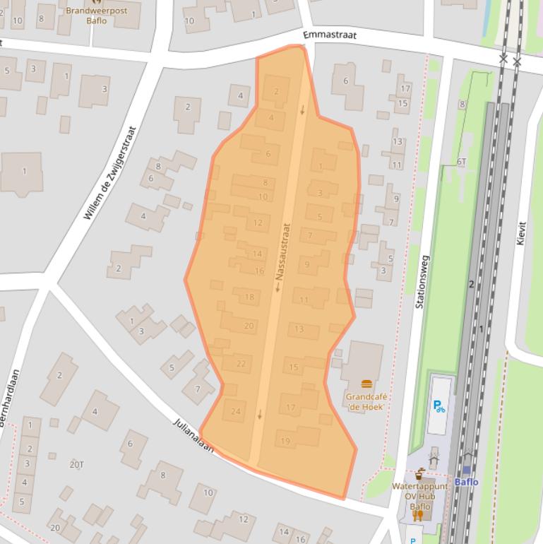 Kaart van postcodegebied 9953RH.