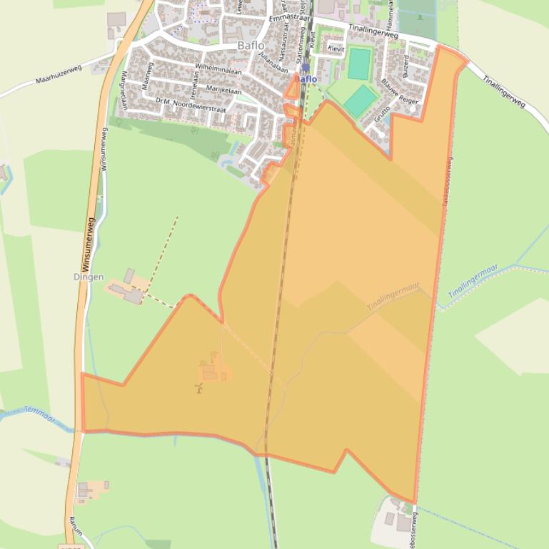 Kaart van postcodegebied 9953RV.